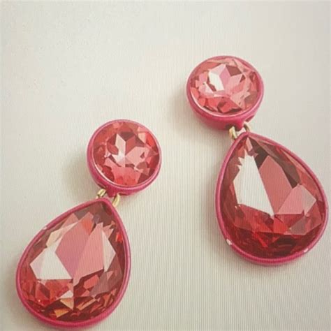 J Crew Jewelry J Crew Sparkly Teardrop Earrings Fuschia Poshmark