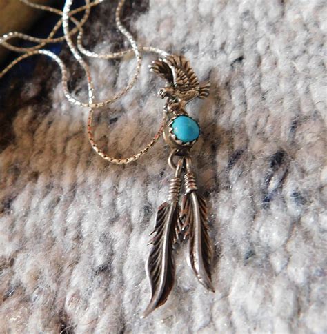 Eagle Necklace Turquoise Necklace Navajo Signed Native American Jewelry