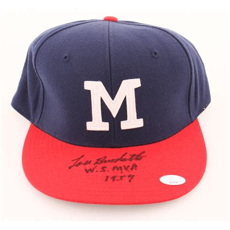 Lew Burdette Signed Braves Baseball Hat Inscribed W S Mvp Jsa