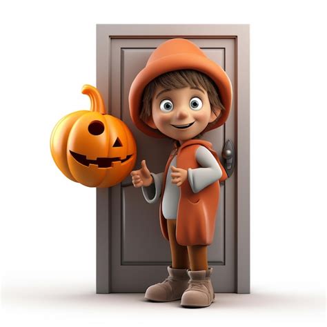 Arafed Boy In A Halloween Costume Holding A Pumpkin And A Jack O