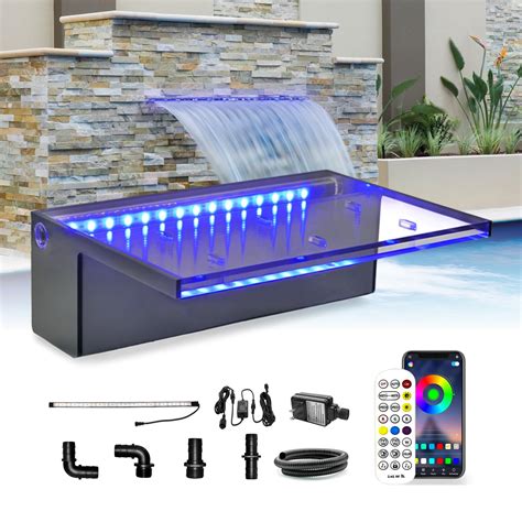 LONGRUN Waterfall Spillway APP Control Multi Color LED Light Outdoor