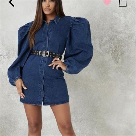 Miss Guided Denim Puff Sleeve Dress Size Never Depop