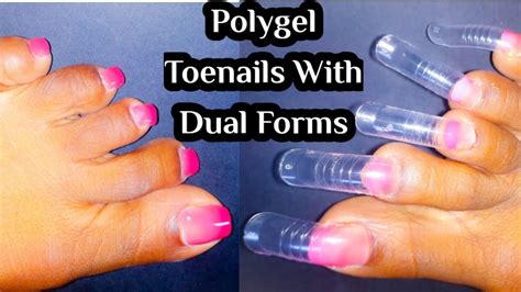 How I Make My Toenails With Dual Forms Polygel Toenails Youtube