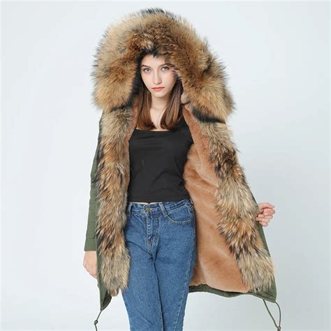 Oftbuy 2018 Winter Jacket Women New Long Parka Real Fur Coat Big