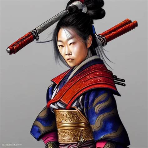 Portrait Of A Asian Samurai Woman Onna Musha Stable Diffusion