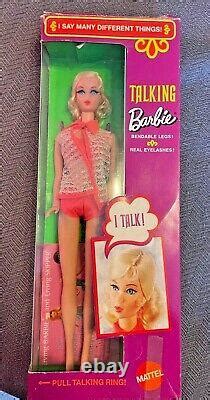 Mattel Vintage Talking Barbie 1970 BLONDE Nape Curl, Mute, Mint in Box