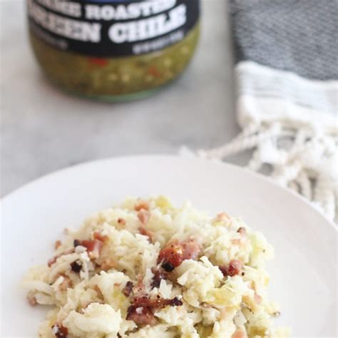 Green Chile And Bacon Cauliflower Rice Low Carb Well Portioned Plate