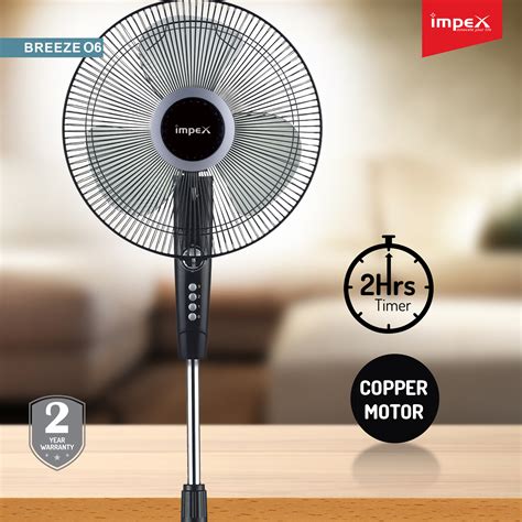 Buy Impex Breeze O Blade Pedestal Fan Black Online From