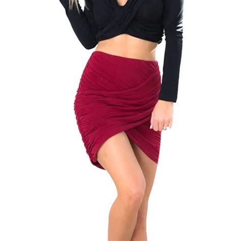 Sexy Women Pencil Skirt Mini Cut Split Pleated Skirt Casual Bodycorn