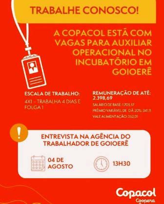 Goionews Copacol Oferece Vagas De Emprego No Incubat Rio De Goioer