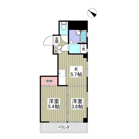 東急東横線 東白楽駅 地上4階建て 築38年 神奈川県横浜市神奈川区平川町 65万円／2dk 洋室38 洋室54 K57／33