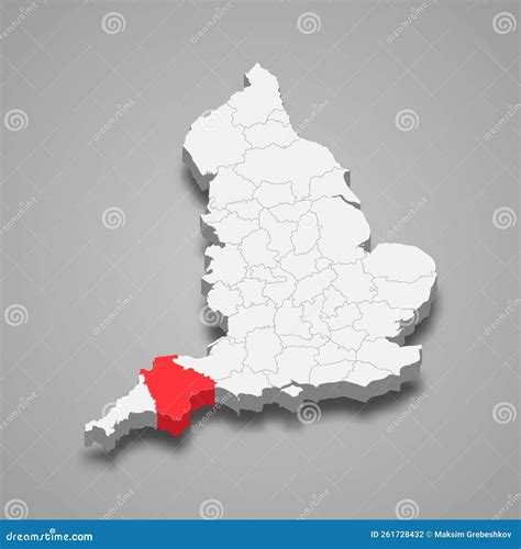 Devon County Location Within England 3d Map Stock Vector Illustration