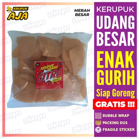 Jual KERUPUK UDANG ASLI UKURAN BESAR Kualitas Super CITRA Mentah Krupuk