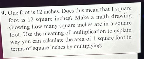 Solved One foot is 12 ﻿inches. Does this mean that 1 ﻿square | Chegg.com