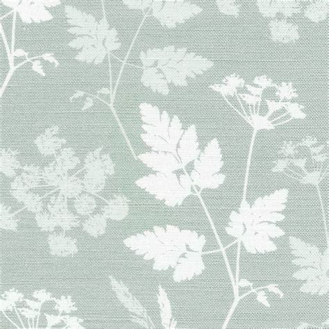 Cow Parsley Linen Fabric River Mist Meg Morton Printed Linen Fabric