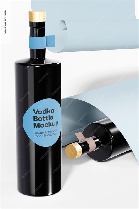 Maqueta De Botellas De Vodka Oscuras Con Fondo De Papel Archivo Psd