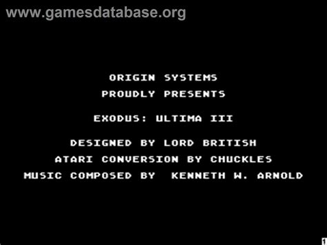 Ultima III Exodus Atari 8 Bit Artwork Title Screen