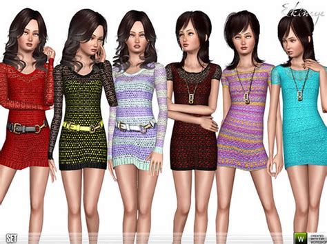 The Sims Resource Crochet Knit Mini Dresses Teen Set 107