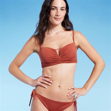 Women S Longline Cinch Front Keyhole Bikini Top Shade Shore Rust