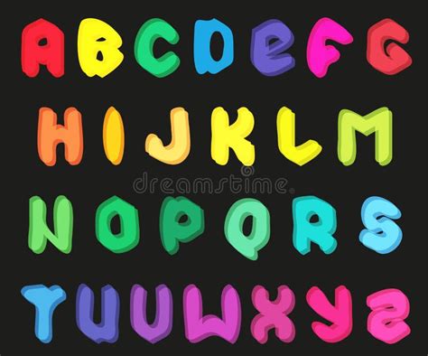 Creative Multicolor Alphabet Set On Black Stock Vector Illustration