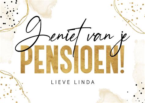 Felicitatiekaart Pensioen Met Gouden Waterverf Kaartje Go