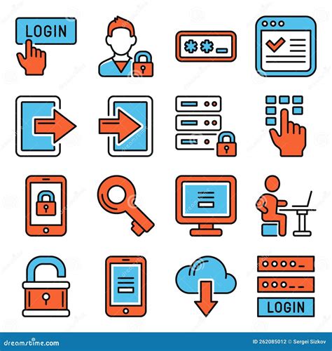 Member Login Icons Set on White Background. Vector Stock Illustration