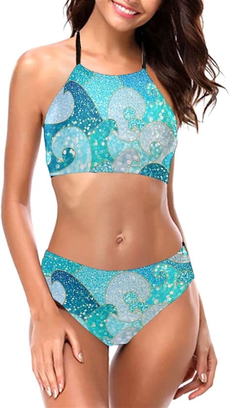 Meerjungfrauen Bikini K Nstlicher Glitzer Aquamarin Gold Ozean