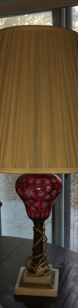 New England Etched Cranberry Glass Table Lamp For Sale Classifieds