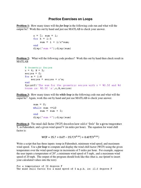 Exercises Loops | PDF | Applied Mathematics | Teaching Mathematics