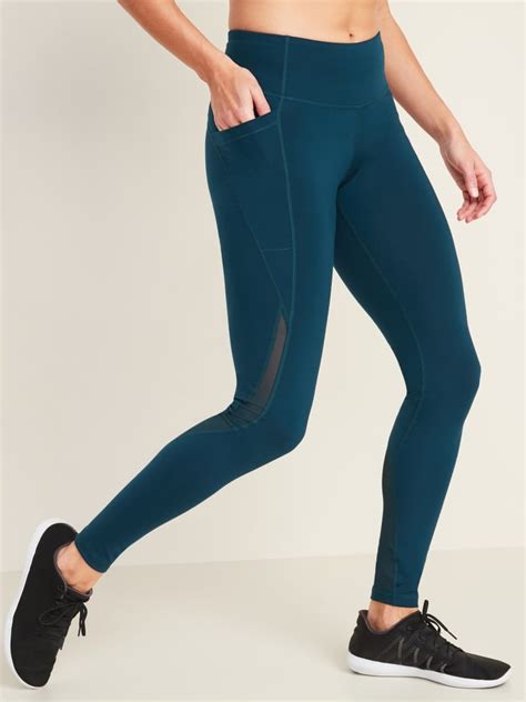 Old Navy Mid Rise Elevate Side Pocket Mesh Trim Compression Leggings