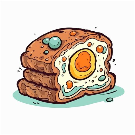 Premium Vector | A cartoon drawing of a breakfast sandwich with a fried ...