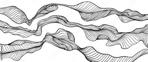 Abstract black line art on white background. Beautiful hand drawn ...