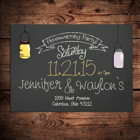 Items Similar To Housewarming Party Invitation On Chalkboard Background With Mason Jars Hard