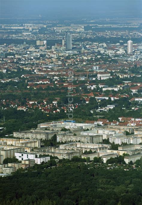 Taucha Von Oben Stadtteilansicht Mit Plattenbau Hochhaus