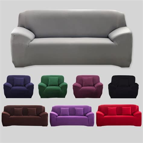 Solid Color Sofa Cover Elastic Stretch Washable Couch Cover On The