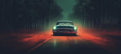 Premium Photo | Car driving on road at night