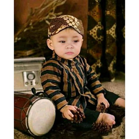 Jual Surjan Lurik Anak Set Blangkon Baju Adat Jawa Solo Jogja Pakaian