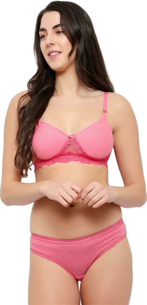 Buy Tace Women Pink Solid Cotton Blend Lingerie Set Online At Best