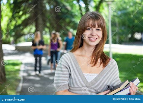 Portrait Of Smiling Young College Girl Stock Image Image Of Classmate Female 36407083