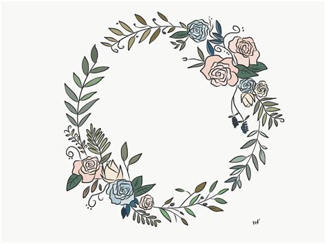 Rose Wreath Muted Colour Palette Drawn On Ipad Floral Wreath