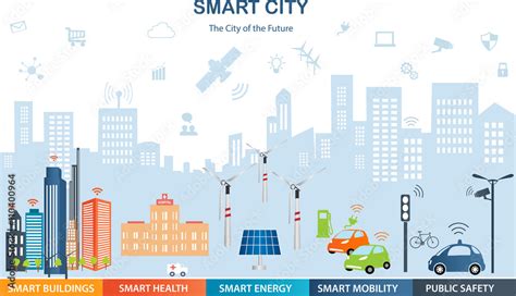 Smart City Concept With Different Icon And Elements Modern City Design