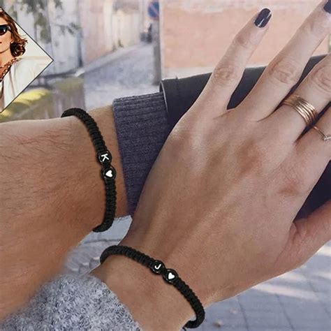 Bracelet Couple Personnalis Initiale Promesse De Couple