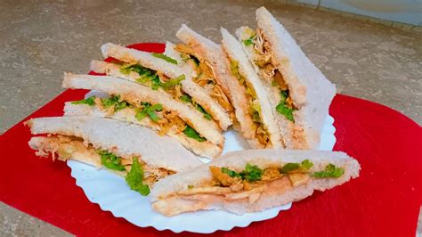 Chicken Tikka Sandwich Recipe Bakery Style Tea Time Snacks Yummy