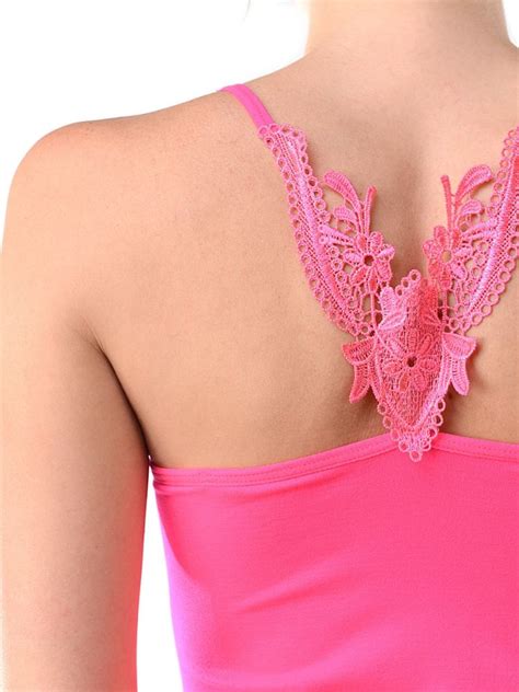 72 Pieces Sofra Ladies Camisole With Embroidery In Hot Pink Womens Camisoles And Tank Tops At