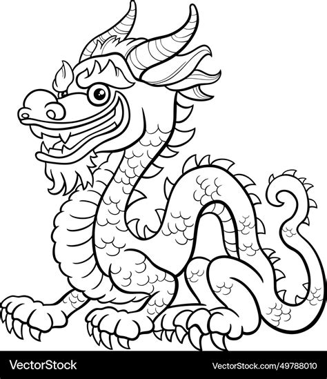 Cartoon chinese dragon fantasy character coloring Vector Image