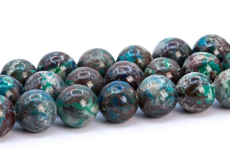 6 7MM Blue Green Azurite Malachite Quartz Beads Grade AA Genuine