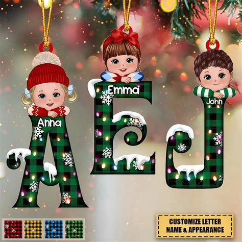 Christmas Alphabet Personalized Kids Ornament T For Boygirl Roadsir