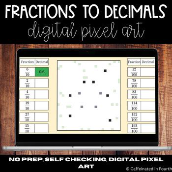 Fraction To Decimal Notation Digital Pixel Art Mystery Picture Tpt