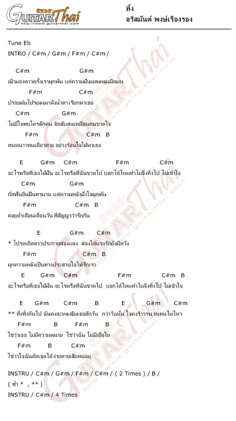 คอร์ดเพลง ทิ้ง อริสมันต์ พงษ์เรืองรอง