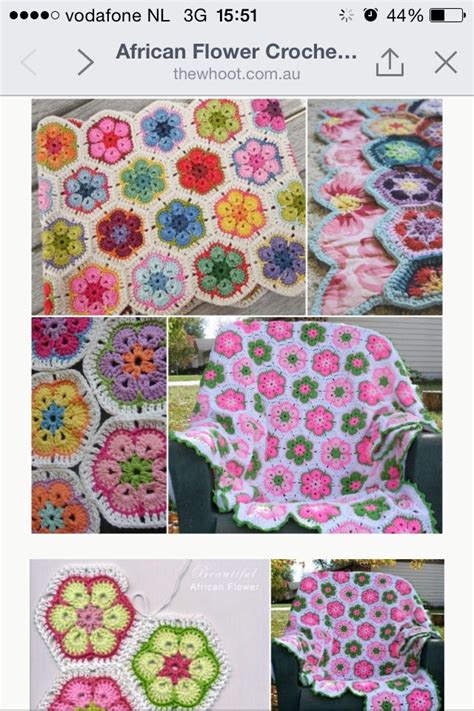 African Flower Links Boven Crochet Hexagon Crochet Motif Crochet